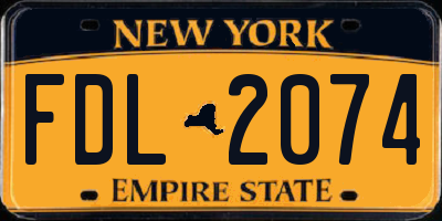 NY license plate FDL2074