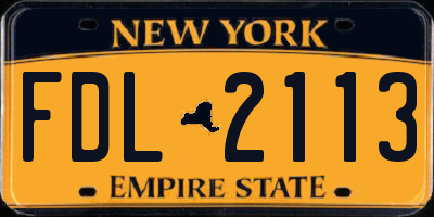 NY license plate FDL2113
