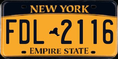 NY license plate FDL2116