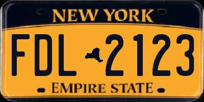 NY license plate FDL2123