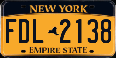 NY license plate FDL2138