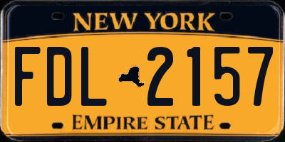 NY license plate FDL2157