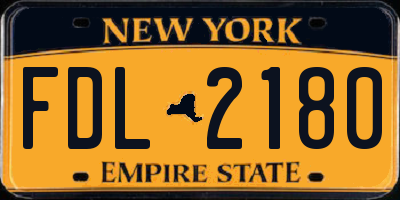 NY license plate FDL2180