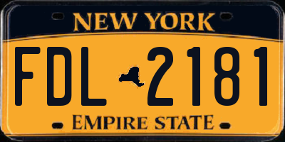 NY license plate FDL2181