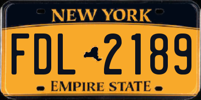 NY license plate FDL2189