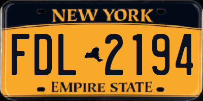 NY license plate FDL2194