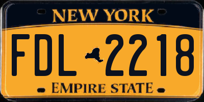 NY license plate FDL2218