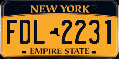 NY license plate FDL2231
