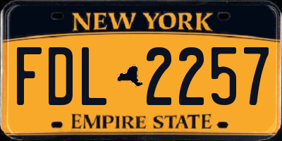 NY license plate FDL2257