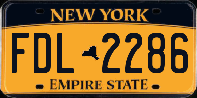 NY license plate FDL2286
