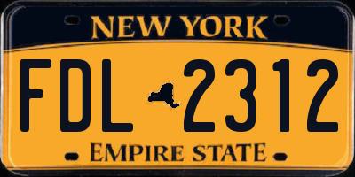 NY license plate FDL2312