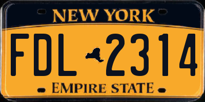 NY license plate FDL2314