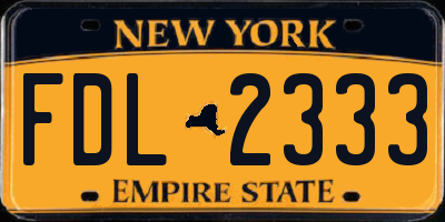 NY license plate FDL2333