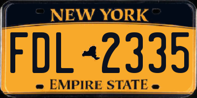 NY license plate FDL2335