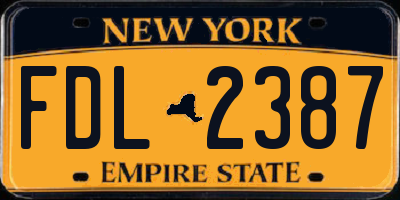 NY license plate FDL2387