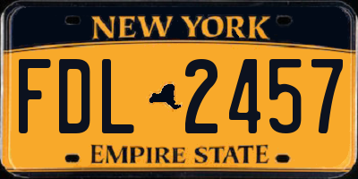 NY license plate FDL2457