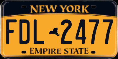 NY license plate FDL2477