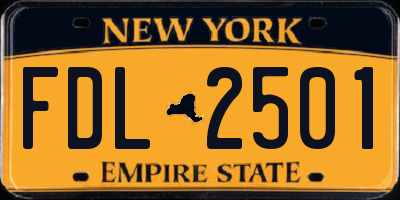 NY license plate FDL2501