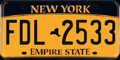 NY license plate FDL2533