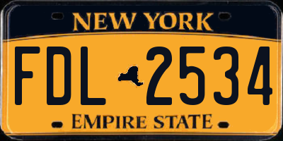 NY license plate FDL2534