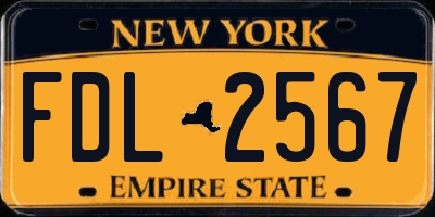 NY license plate FDL2567