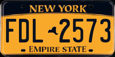 NY license plate FDL2573