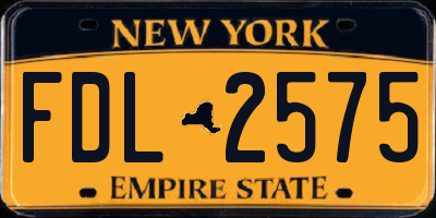 NY license plate FDL2575