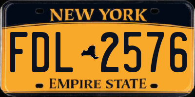 NY license plate FDL2576