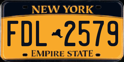 NY license plate FDL2579