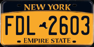 NY license plate FDL2603