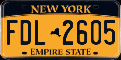 NY license plate FDL2605