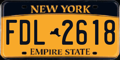 NY license plate FDL2618