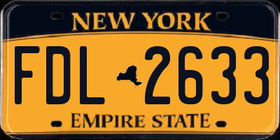 NY license plate FDL2633