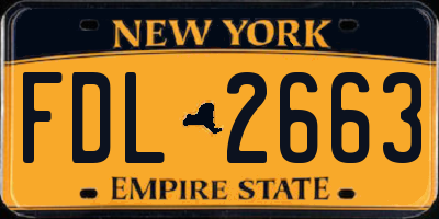 NY license plate FDL2663