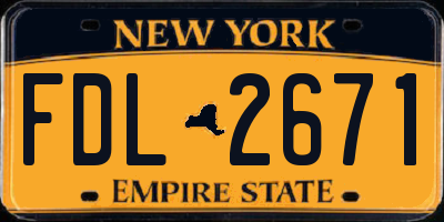 NY license plate FDL2671