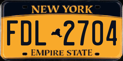 NY license plate FDL2704