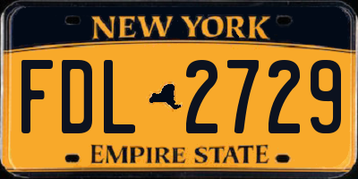 NY license plate FDL2729