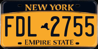 NY license plate FDL2755