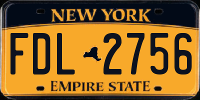 NY license plate FDL2756