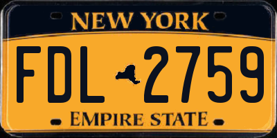 NY license plate FDL2759