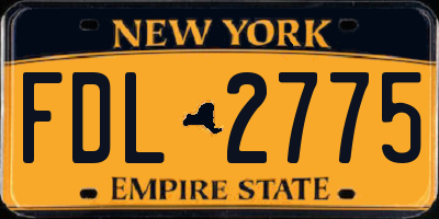 NY license plate FDL2775