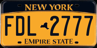 NY license plate FDL2777
