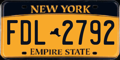 NY license plate FDL2792