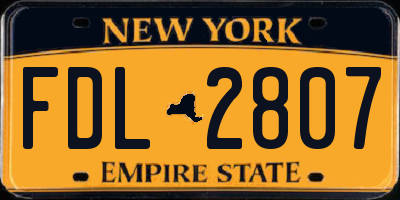 NY license plate FDL2807