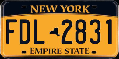 NY license plate FDL2831