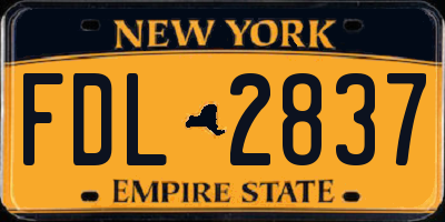 NY license plate FDL2837