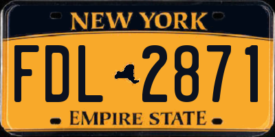 NY license plate FDL2871