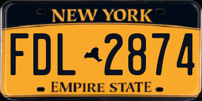 NY license plate FDL2874