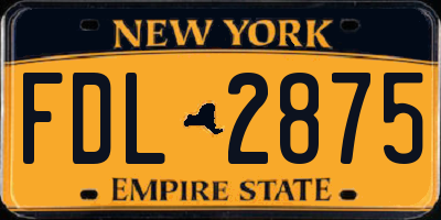 NY license plate FDL2875