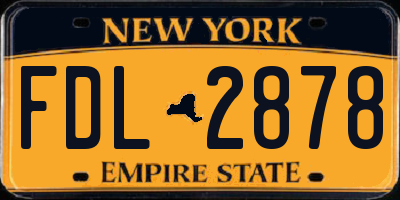 NY license plate FDL2878